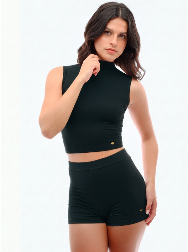 Cropped Gola Alta Preto